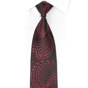 Burgundy Geometric On Dark Burgundy Rhinestone Silk Tie With Silver Sparkles