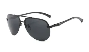 Classy Men Rimless Black Aviator Sunglasses