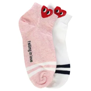 Crew Heart Stripe Socks Pink