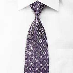 Daniel Hechter Crystal Necktie Medallions On Purple Silk With Purple Sparkles