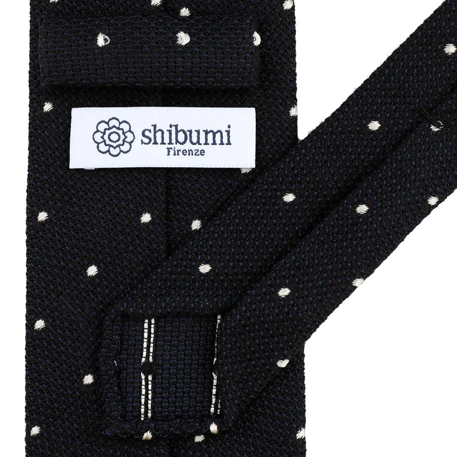 Dotted Wool/Silk Grenadine Tie - Black - Hand-Rolled