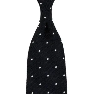 Dotted Wool/Silk Grenadine Tie - Black - Hand-Rolled