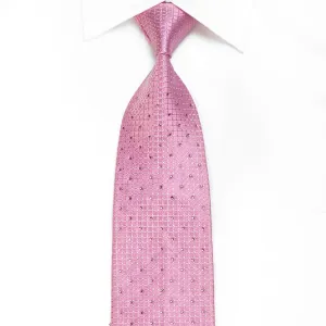 Elle Homme Men's Crystal Silk Tie Trellis On Pink With Silver Sparkles