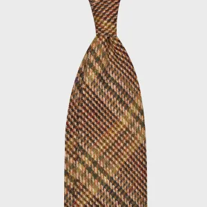 F.Marino Glen Check Tweed Tie 3 Folds Mud Green