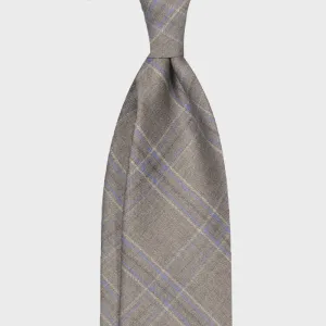 F.Marino Handmade Wool Tie 3 Folds Prince of Wales Cloud Grey