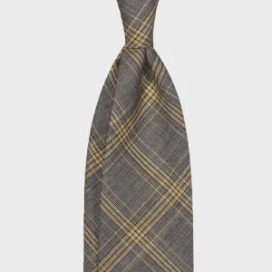 F.Marino Handmade Wool Tie 3 Folds Windowpane Yellow