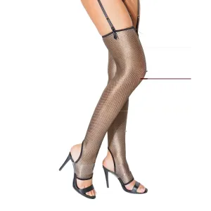 'holiday Metallic Fishnet Toeless Stockings Black/gold O/s