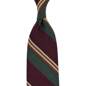 Japanese Striped Wool Tie - Burgundy / Olive