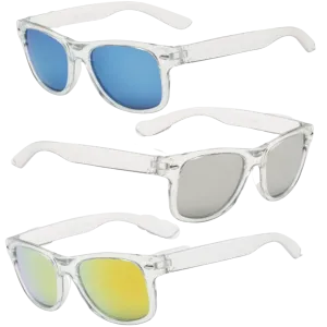 Kids Clear Frame Reflective Wayfarer Sunglasses - 3 Colors