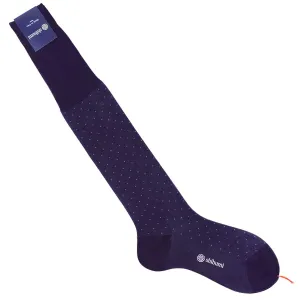 Knee Socks - Dots - Eggplant - Pure Cotton