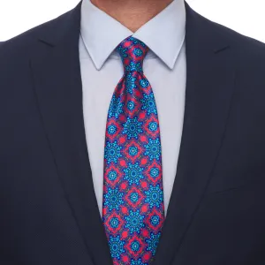 Leonardo Art Light Red and Blue Duchesse Silk Tie