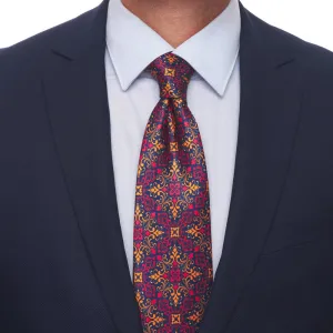 Lorenzo the Magnificent Red Blue and Yellow Duchesse Silk Tie