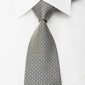 Louis Vuitton Silk Tie Silver Monogram On Black