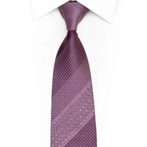 Mauve Striped Design On Purple Rhinestone Tie With Silver Sparkles