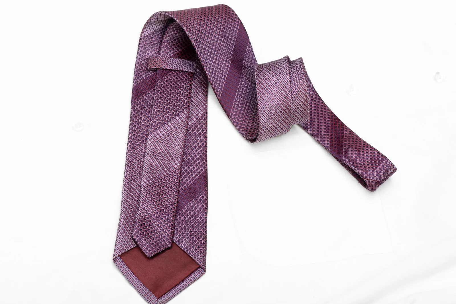 Mauve Striped Design On Purple Rhinestone Tie With Silver Sparkles