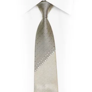 Mens Skinny Rhinestone Silk Necktie Striped Rhinestones On Silver