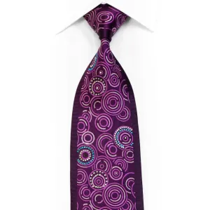 Pierre Balmain Rhinestone Silk Tie Geometric Circles On Purple