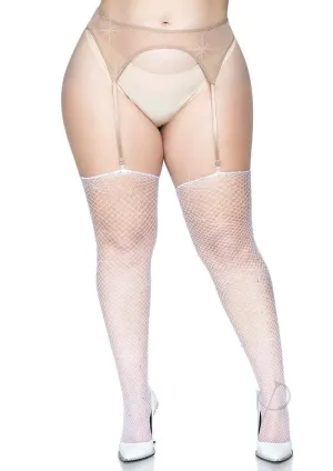 Rhinestone Fishnet Stockings 1x/2x White