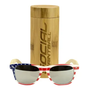 Social Paintball Sunglasses - USA Wood with Smoke Chrome Lens