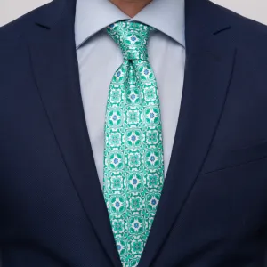 The Majolica of Taormina Green Duchesse Silk Tie